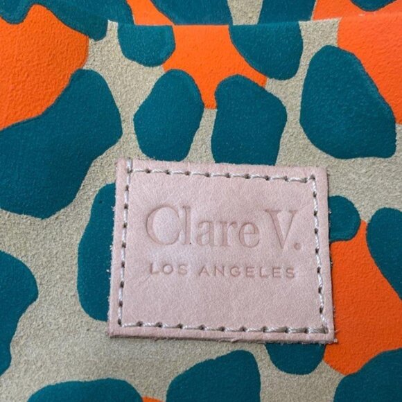 Clare V NWT Leopard Cheetah Print Neon Tote Bag Animal Print Cat Handbag Leather - Picture 7 of 13